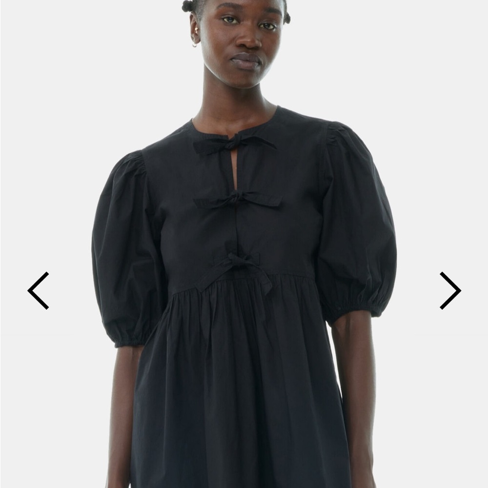 Ganni Black Puff Sleeve Mini Dress, Size 4 (EU 34)